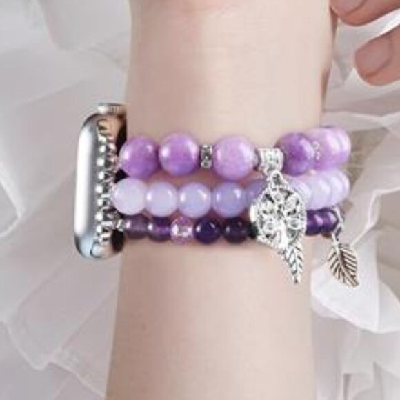 NEW Purple Beaded Apple Watch Band - Picture 5 of 6